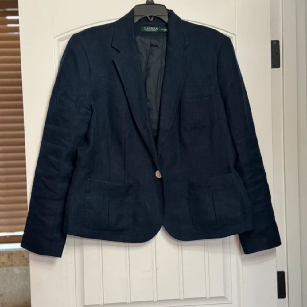 Ralph Lauren Woman’s Navy Blue Linen Sports Jacket Blazer